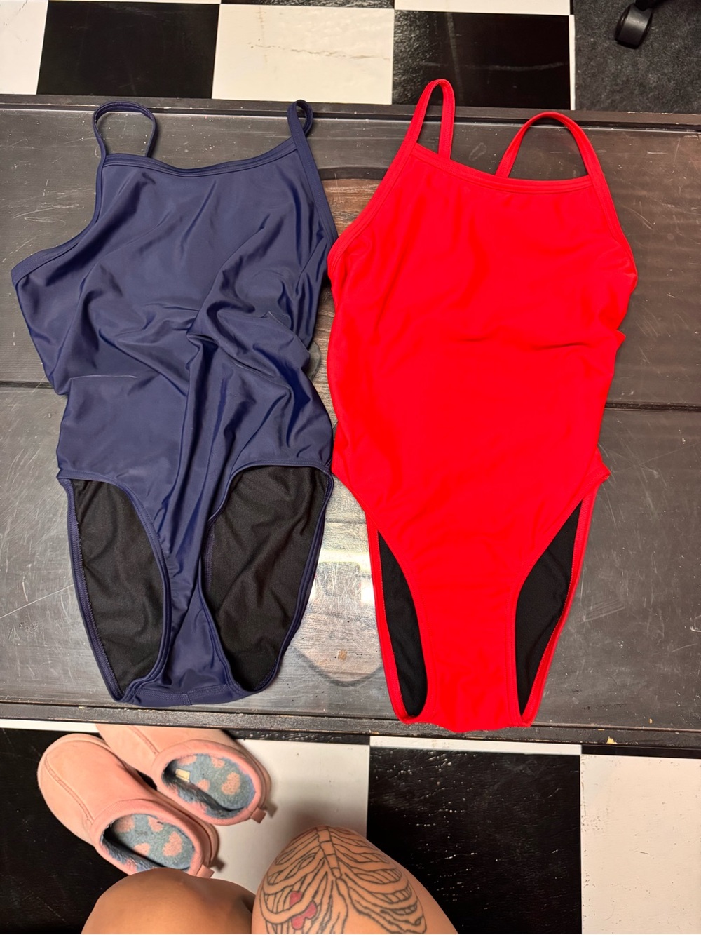 Women’s swim team One-Piece Swimsuit - Navy & Red